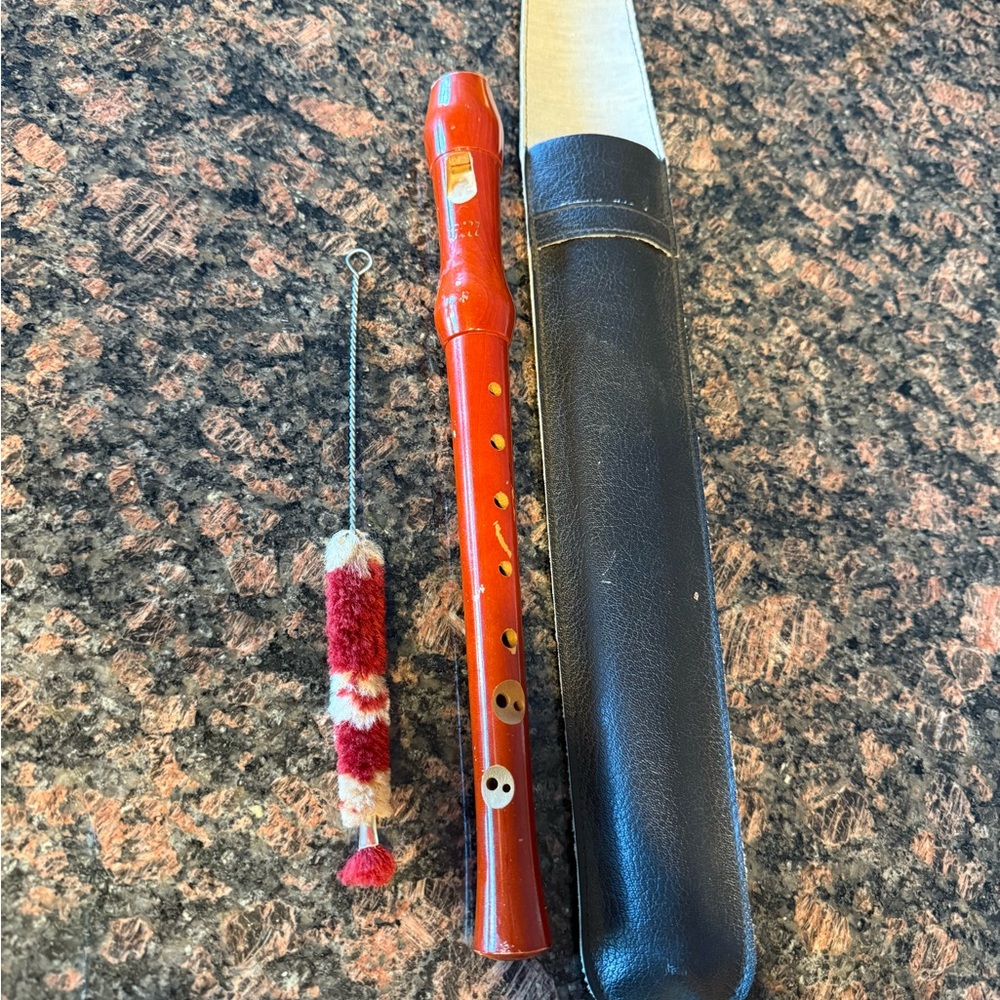 Brown Wooden Gill Chromatic  Recorder with Case and Cleaning Brush